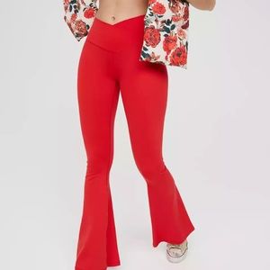 Aerie super flare red leggings